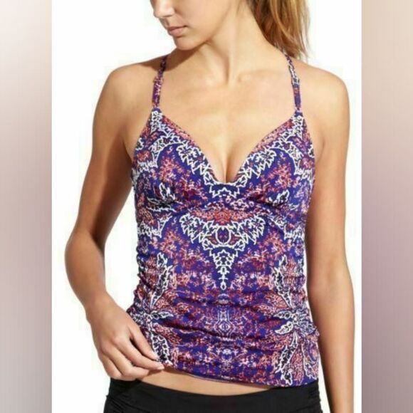 ATHLETA Aqualuxe Print Molded Tankini Top Paradise Print, Sz M, Like New - Picture 1 of 7